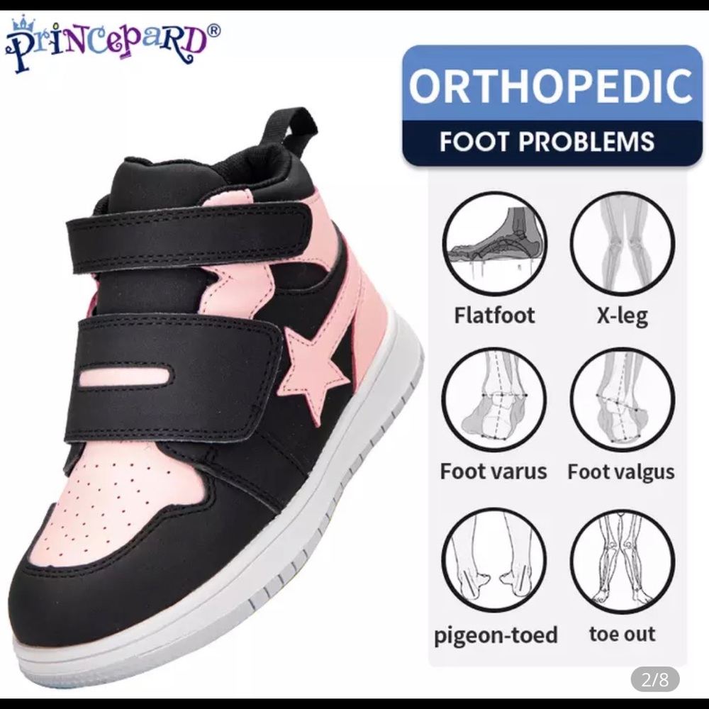Princepard Kids Shoes Children Orthopedic Sneakers High Back Ankle Support